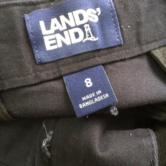 Lands End Womens Pants Black Cotton Stretch Front Slash Pockets Straight Leg 8 - Picture 3 of 4